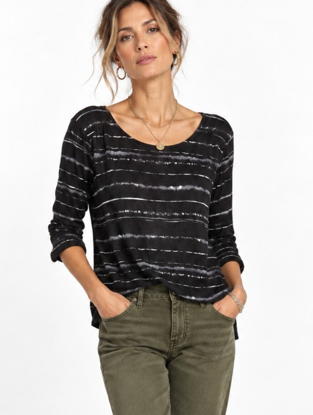 J. Jill Fleece Pure Jill Black Top Long Sleeve